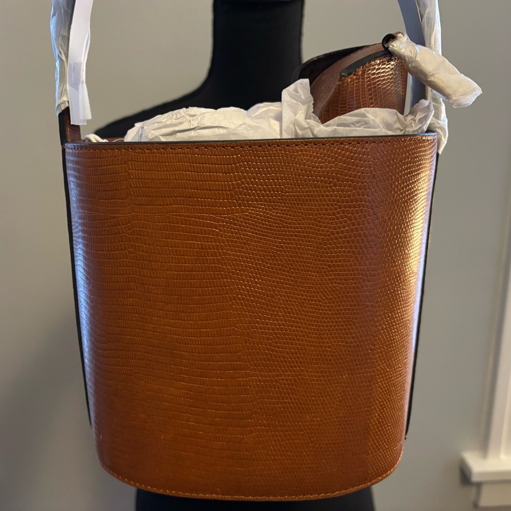 NWT, Orig. $395 - Staud “Bissett” Bucket Bag + Matching Glasses Case